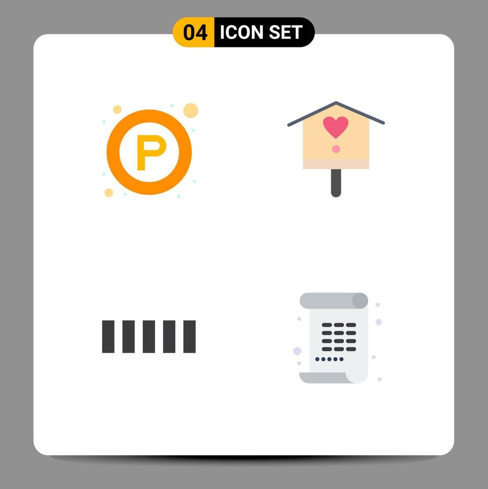 4 Creative Icons Modern Signs and Symbols of parking phone place house poem Editable Vector Design Elements