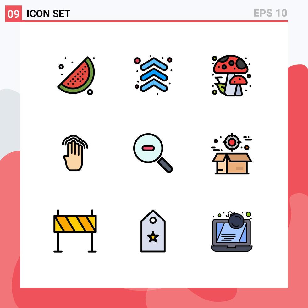 9 Universal Filledline Flat Colors Set for Web and Mobile Applications zoom search forest multiple tap gestures Editable Vector Design Elements