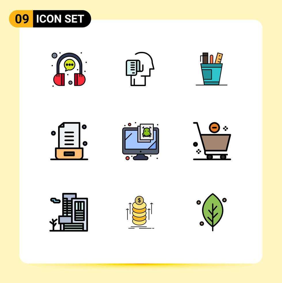 Universal Icon Symbols Group of 9 Modern Filledline Flat Colors of email supply schedule supplies office Editable Vector Design Elements