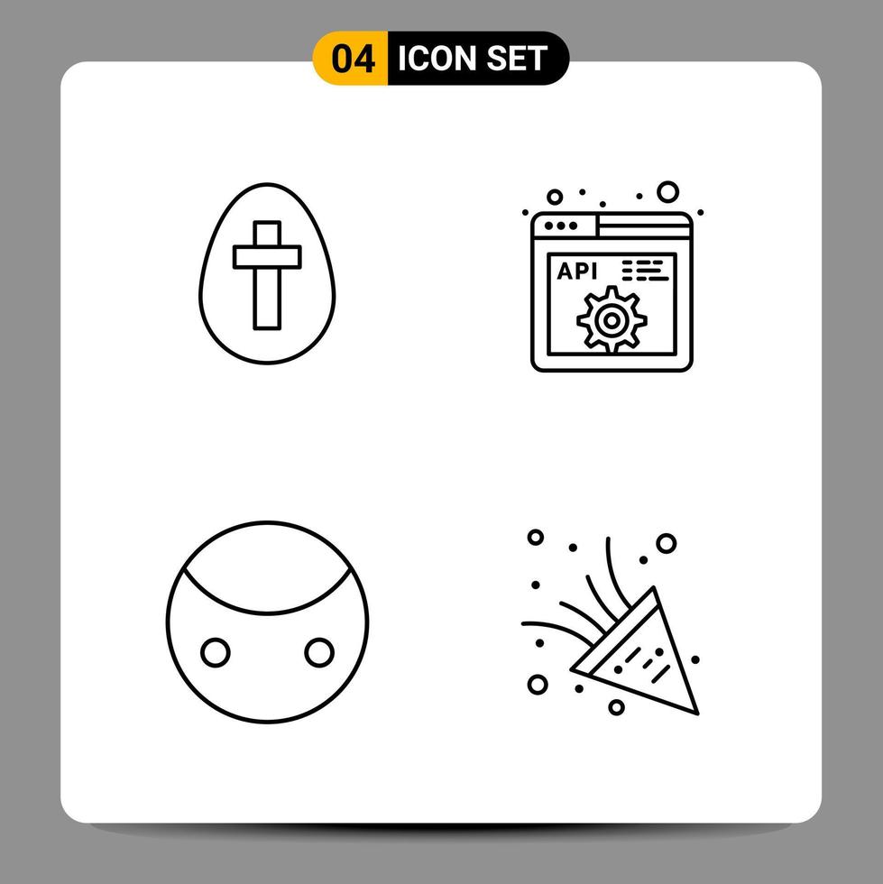 4 Black Icon Pack Outline Symbols Signs for Responsive designs on white background 4 Icons Set Creative Black Icon vector background