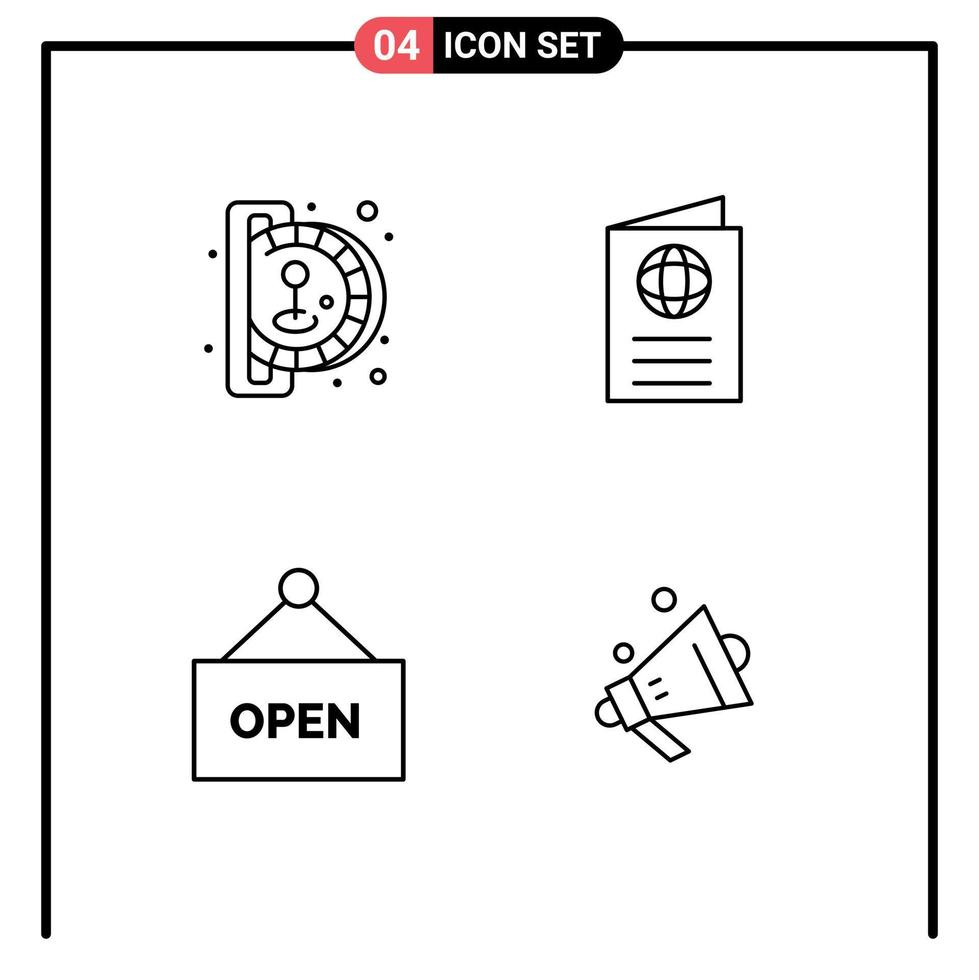 4 Universal Filledline Flat Colors Set for Web and Mobile Applications insert coin open play id sign Editable Vector Design Elements