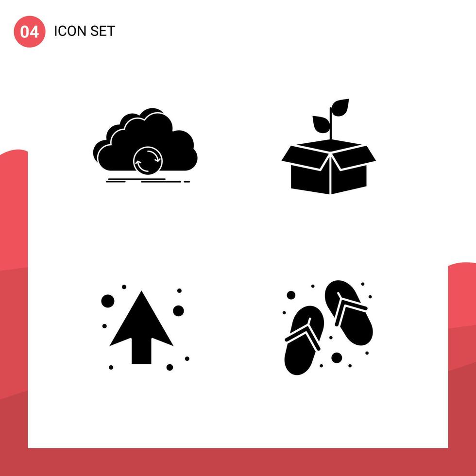 4 Creative Icons Modern Signs and Symbols of cloud power data ecology arrows Editable Vector Design Elements