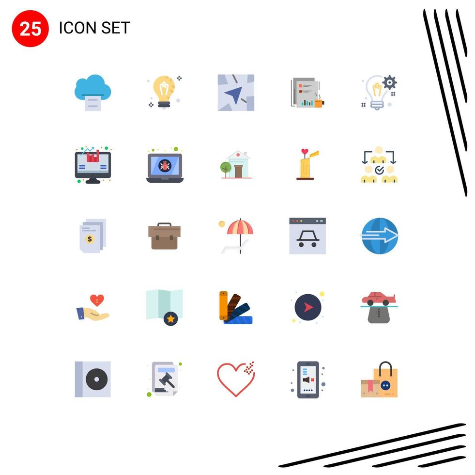 Pack of 25 Modern Flat Colors Signs and Symbols for Web Print Media such as paper newspaper gps news financial Editable Vector Design Elements