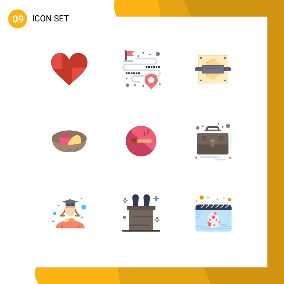 9 Flat Color concept for Websites Mobile and Apps nest easter route celebration kitchen Editable Vector Design Elements