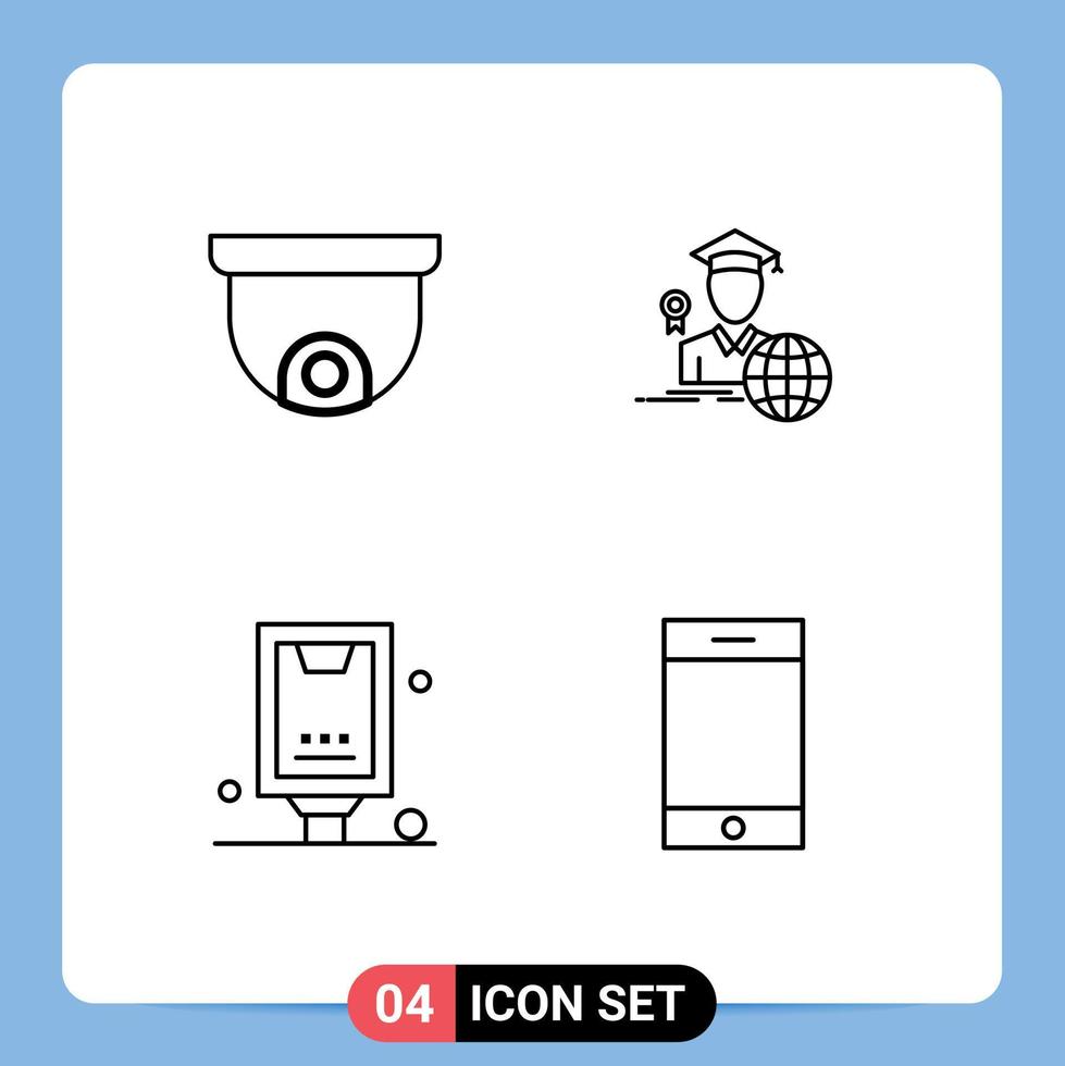 Line Pack of 4 Universal Symbols of camera billboard graduation scholar poster Editable Vector Design Elements