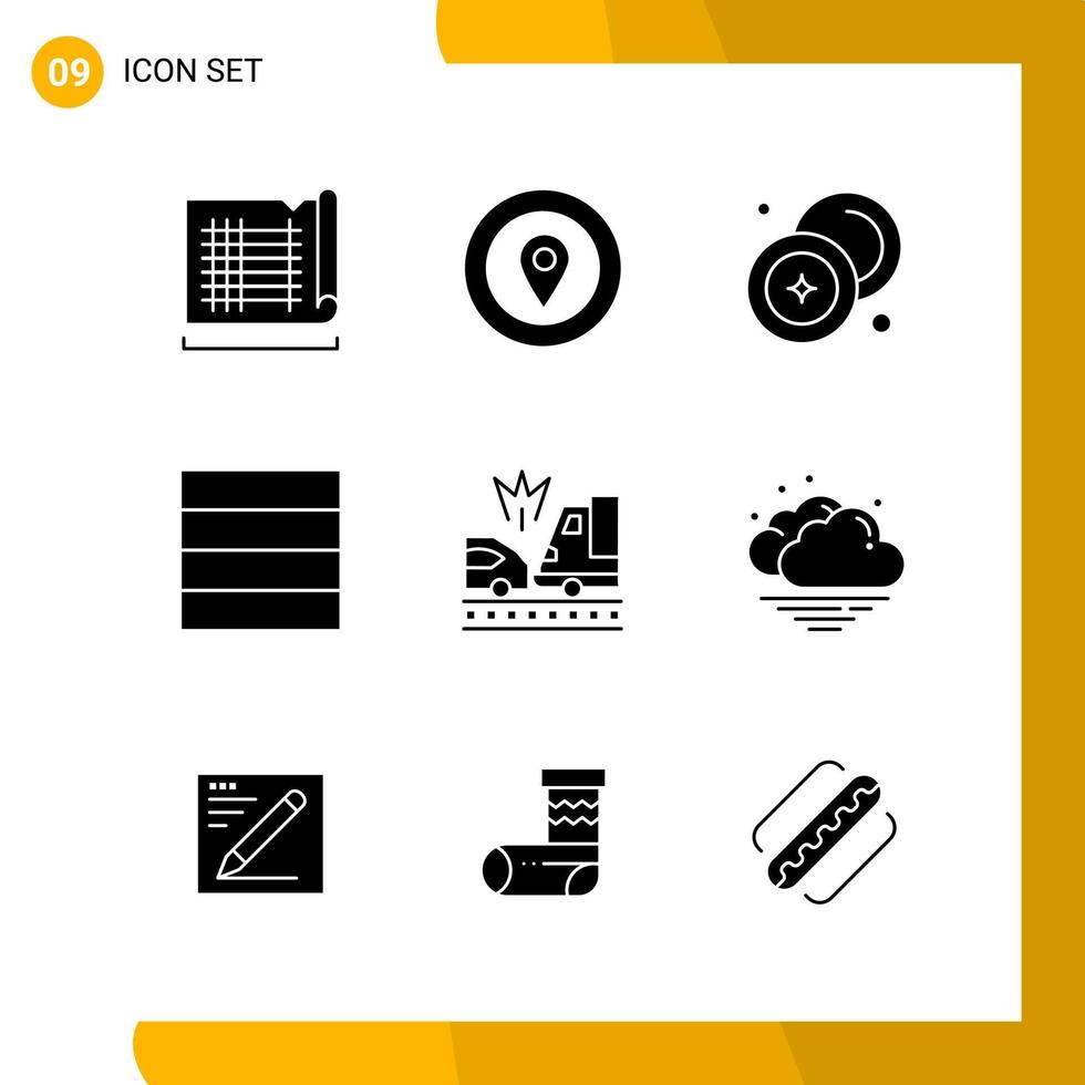 9 conjunto de iconos de estilo sólido paquete de iconos símbolos de glifo aislados en fondo blanco para el diseño de sitios web receptivos fondo de vector de icono negro creativo
