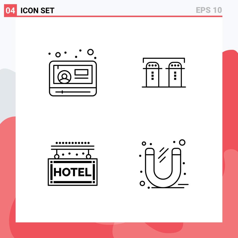 Set of 4 Modern UI Icons Symbols Signs for news journey youtube bottle rest Editable Vector Design Elements