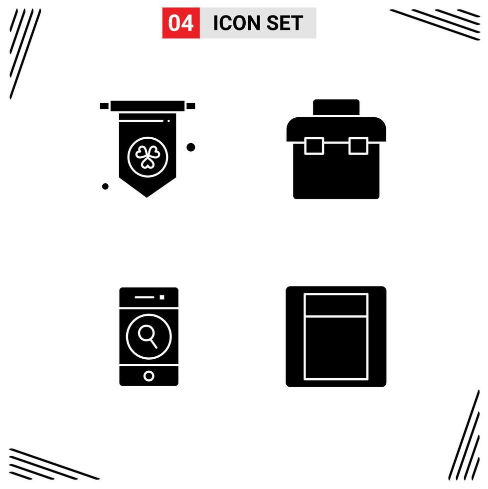 Set of 4 Modern UI Icons Symbols Signs for ireland light lunchbox phone toggle Editable Vector Design Elements