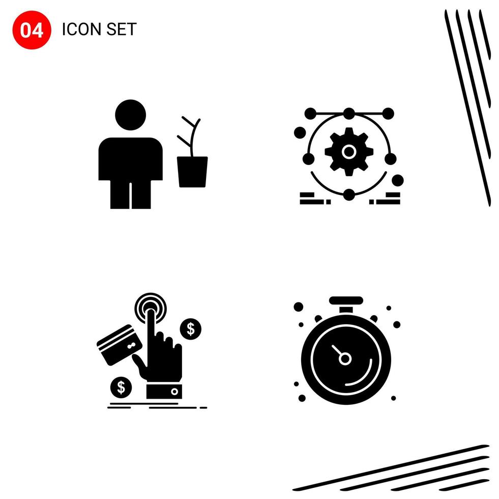 Collection of 4 Vector Icons in solid style Pixle Perfect Glyph Symbols for Web and Mobile Solid Icon Signs on White Background 4 Icons Creative Black Icon vector background