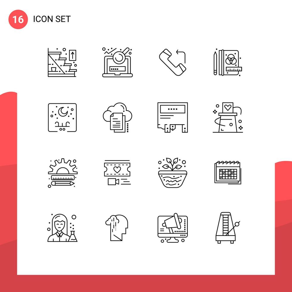 Set of 16 Modern UI Icons Symbols Signs for arabic typography answer eid process Editable Vector Design Elements