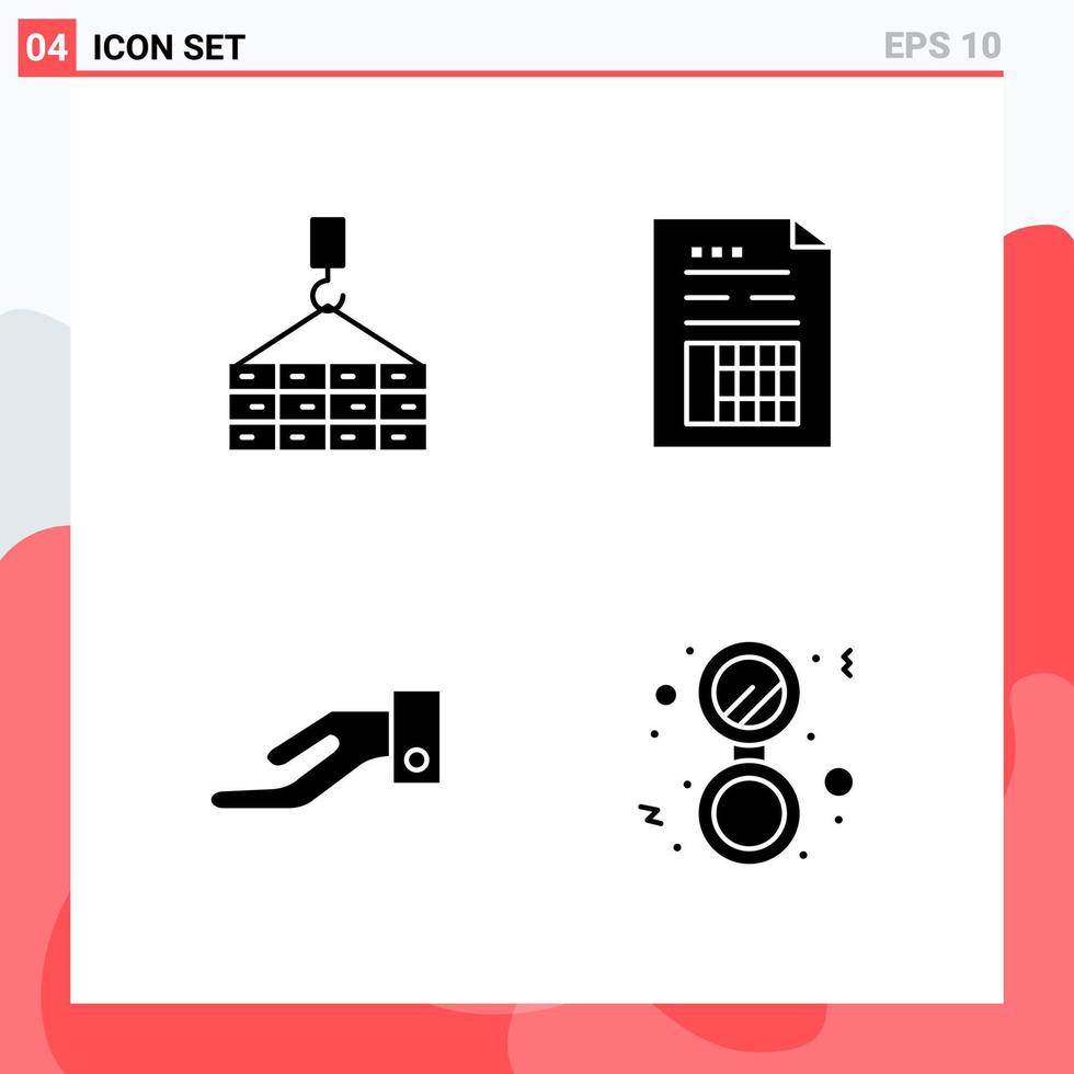 Collection of 4 Vector Icons in solid style Modern Glyph Symbols for Web and Mobile Solid Icon Sign Isolated on White Background 4 Icons Creative Black Icon vector background