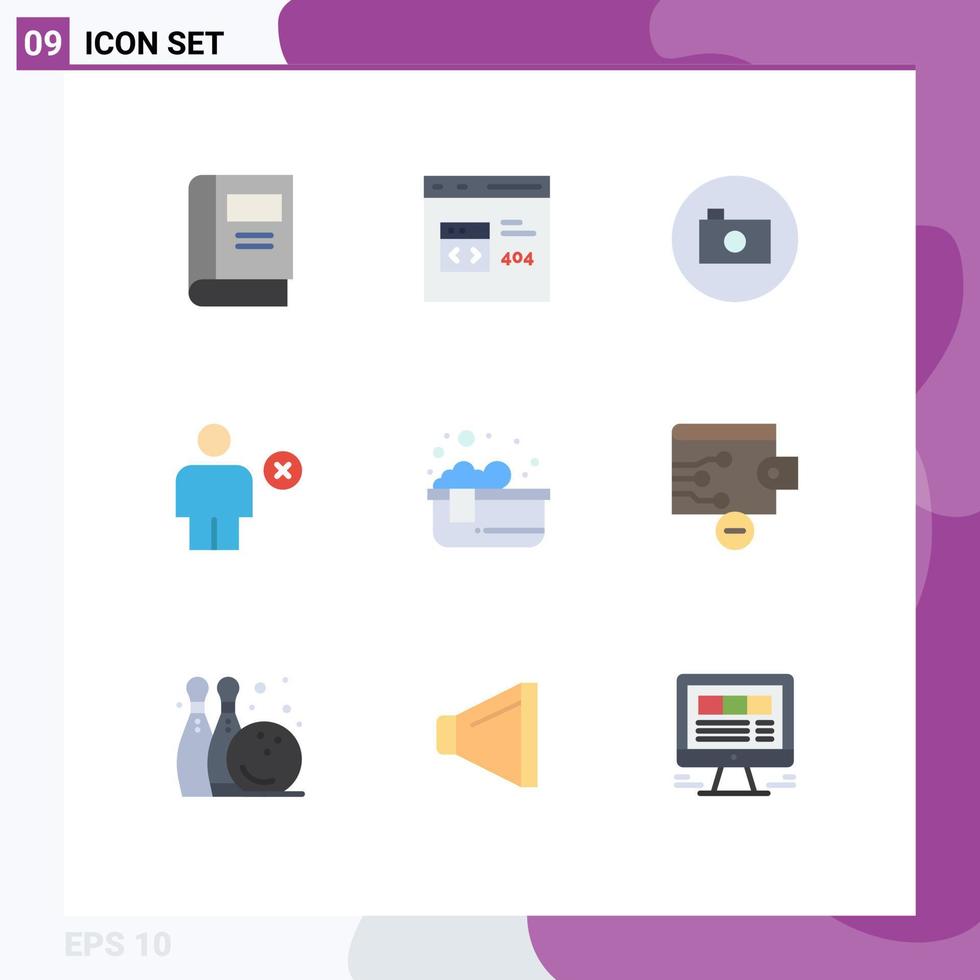 paquete de línea de vector editable de 9 colores planos simples de menos eliminar cuerpo de desarrollo multimedia elementos de diseño de vector editables