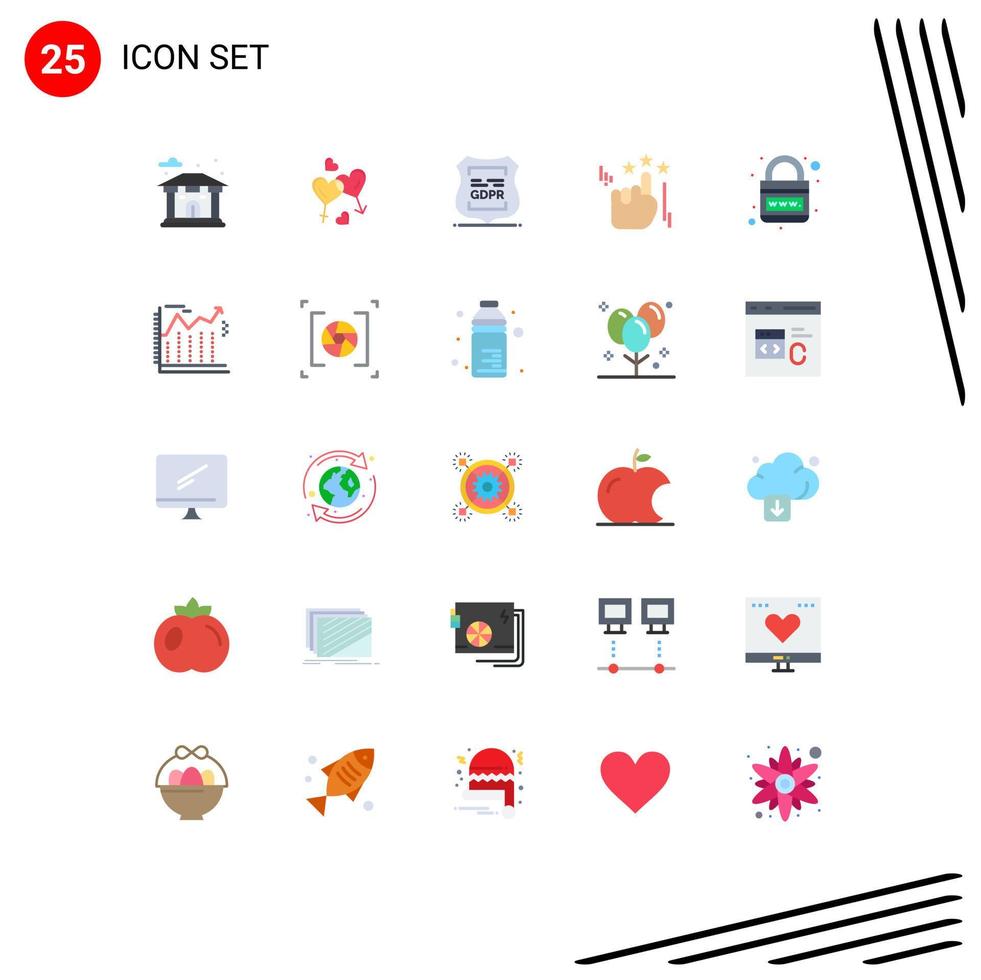 25 User Interface Flat Color Pack of modern Signs and Symbols of internet marketing data privacy stare private Editable Vector Design Elements