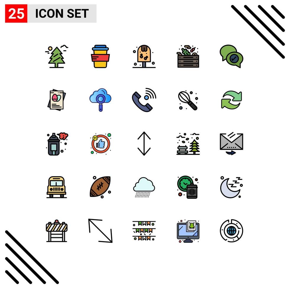 Set of 25 Modern UI Icons Symbols Signs for mail chat pop food salad Editable Vector Design Elements