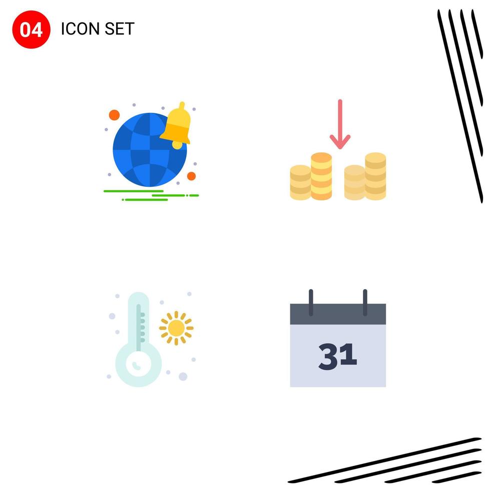 Pack of 4 creative Flat Icons of browser calendar cash meter event Editable Vector Design Elements