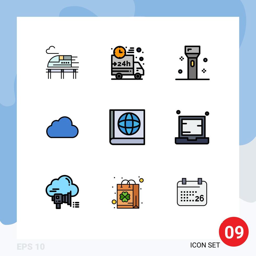 9 Universal Filledline Flat Color Signs Symbols of map storage devices data technology Editable Vector Design Elements