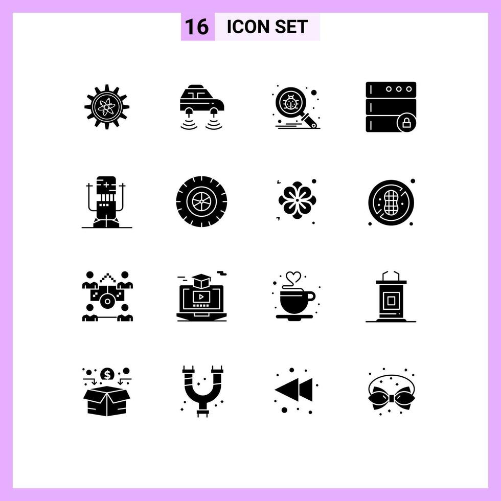 Stock Vector Icon Pack of 16 Line Signs and Symbols for bot server wifi lock protect Editable Vector Design Elements