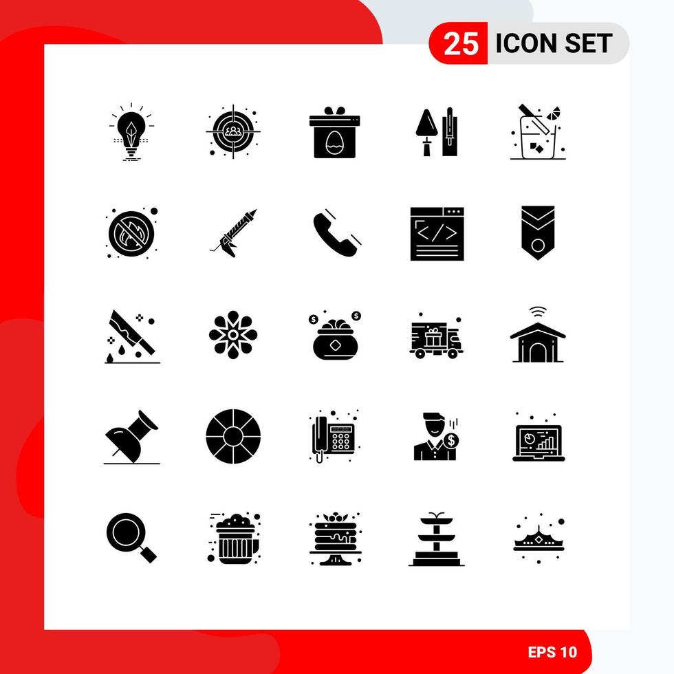 Universal Icon Symbols Group of 25 Modern Solid Glyphs of tool construction head shot brickwork easter Editable Vector Design Elements