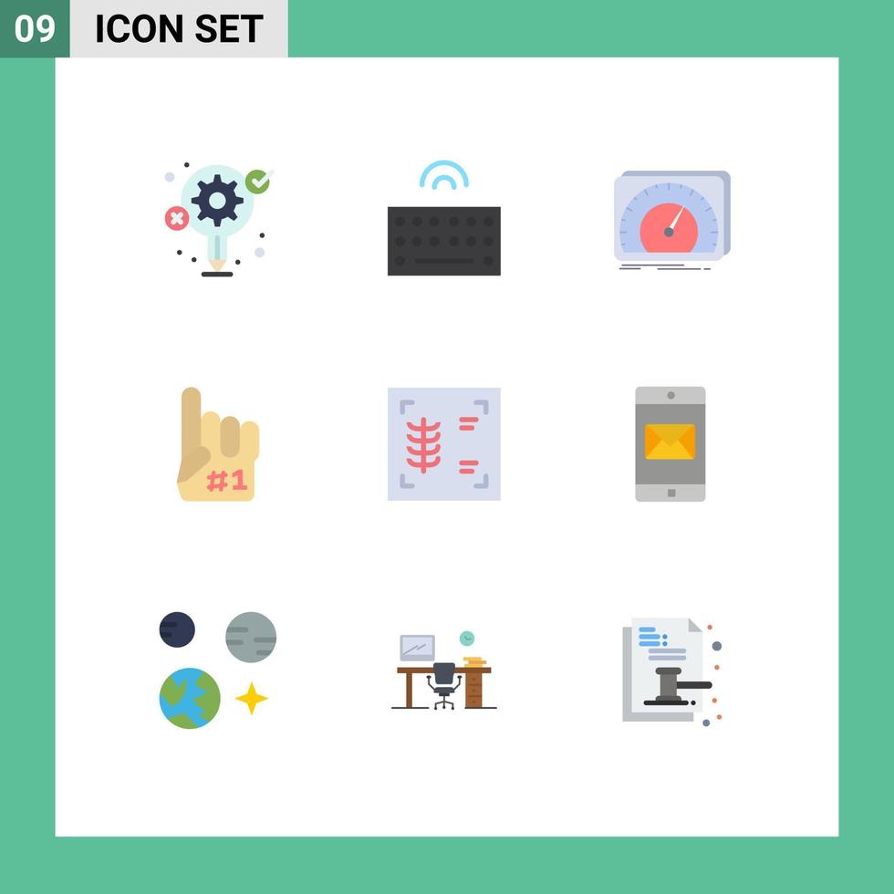 Set of 9 Commercial Flat Colors pack for chest foam dashboard finger internet Editable Vector Design Elements