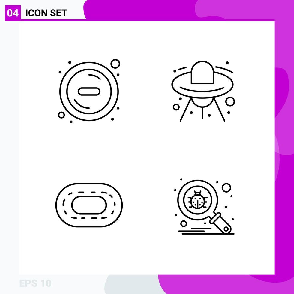 Line Icon set Pack of 4 Outline Icons isolated on White Background for Web Print and Mobile Creative Black Icon vector background