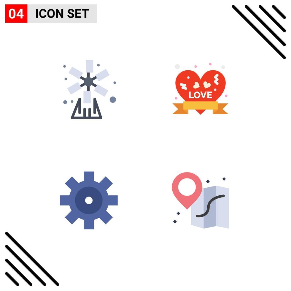 Editable Vector Line Pack of 4 Simple Flat Icons of agriculture setting nature insignia vehicle configuration Editable Vector Design Elements