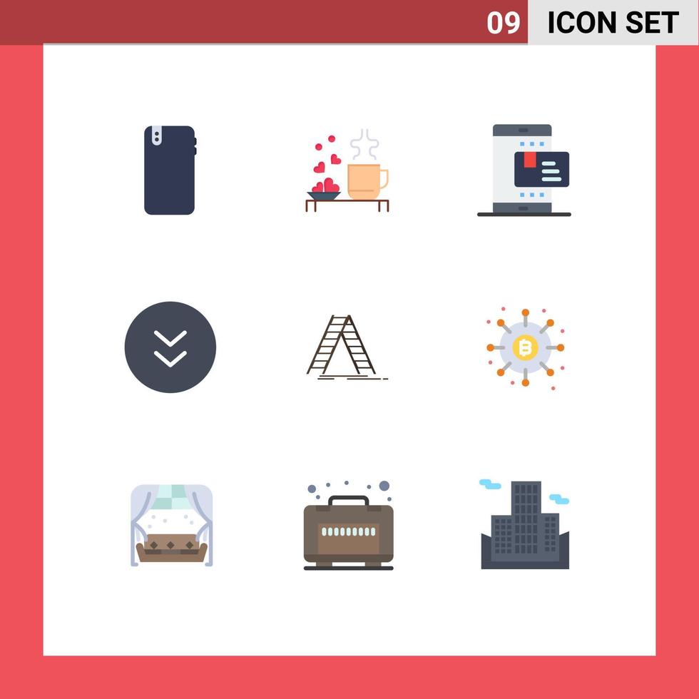 Flat Color Pack of 9 Universal Symbols of circle shopping love rate online Editable Vector Design Elements