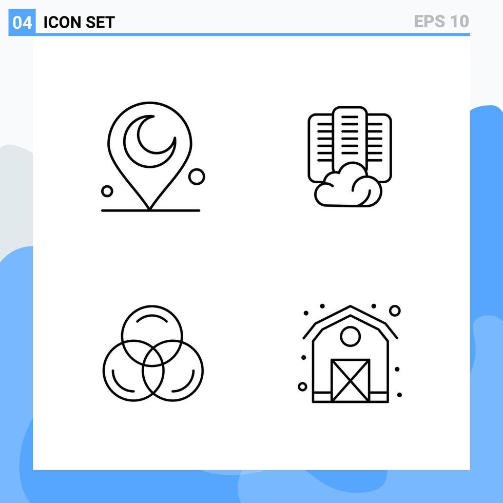 Modern 4 Line style icons Outline Symbols for general use Creative Line Icon Sign Isolated on White Background 4 Icons Pack Creative Black Icon vector background