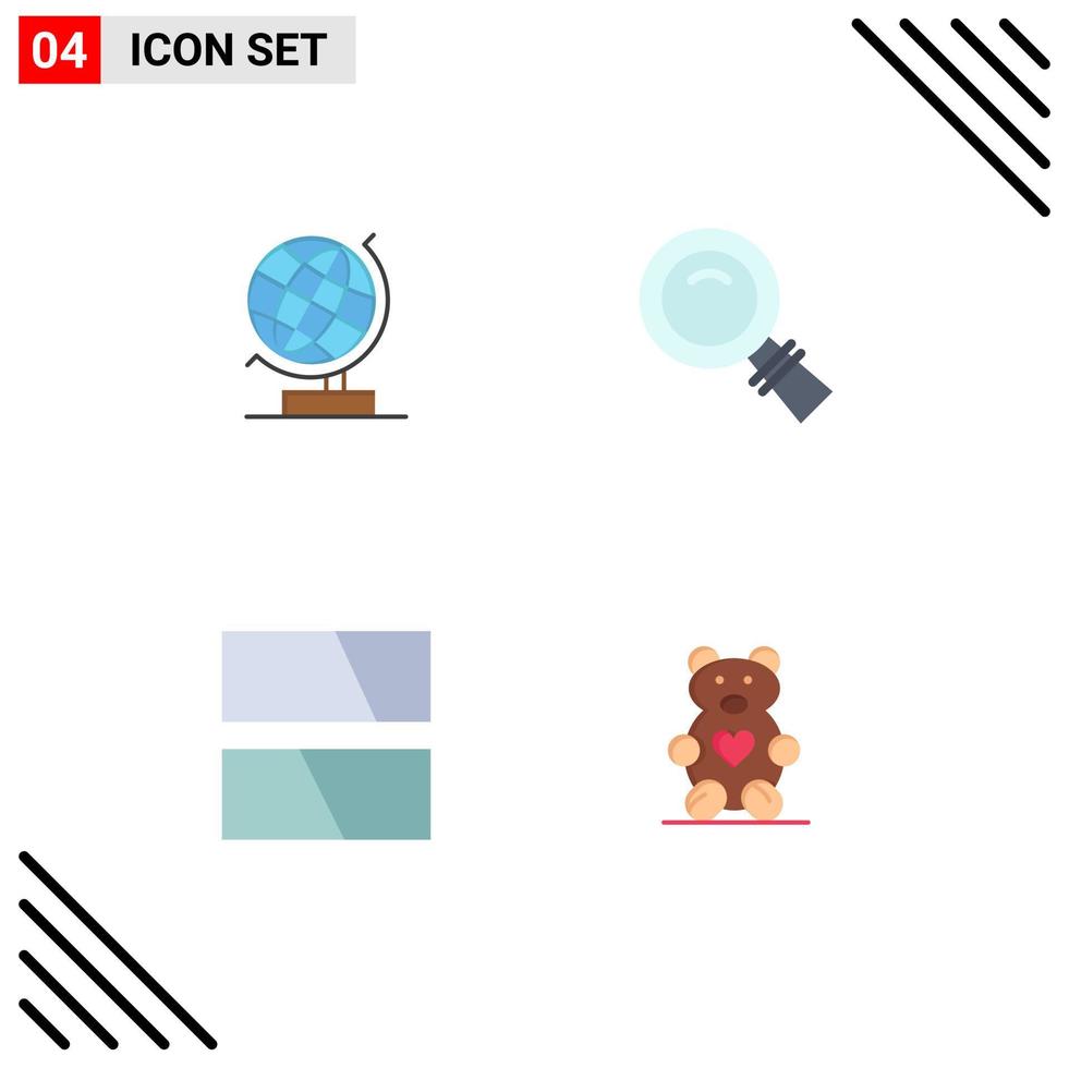 Stock Vector Icon Pack of 4 Line Signs and Symbols for world frame web magnifying layout Editable Vector Design Elements