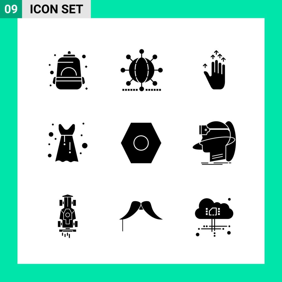 paquete de 9 iconos de estilo sólido conjunto de símbolos de glifo para imprimir signos creativos aislados en fondo blanco 9 conjunto de iconos fondo de vector de icono negro creativo