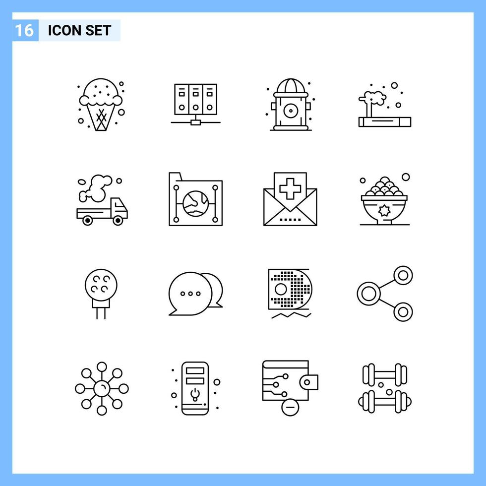 16 Icons Line style Creative Outline Symbols Black Line Icon Sign Isolated on White Background Creative Black Icon vector background