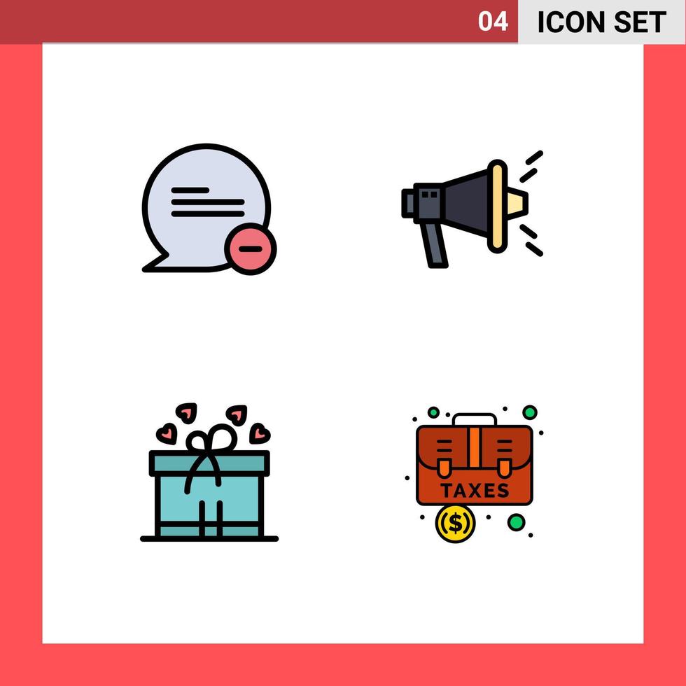 Universal Icon Symbols Group of 4 Modern Filledline Flat Colors of chat mom message viral bag Editable Vector Design Elements