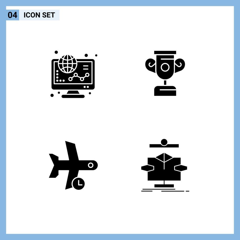 Pictogram Set of 4 Simple Solid Glyphs of ecommerce flight online progress transport Editable Vector Design Elements