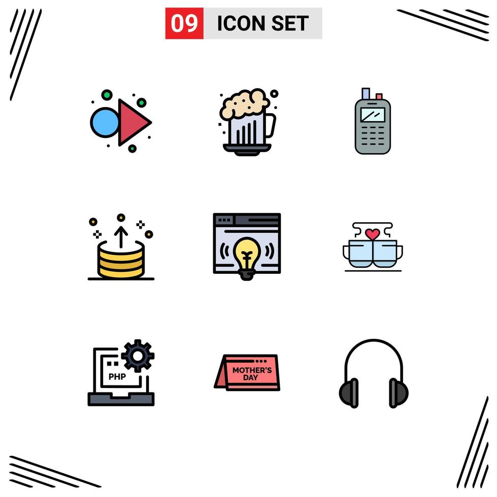 9 Universal Filledline Flat Colors Set for Web and Mobile Applications web up radio ui direction Editable Vector Design Elements