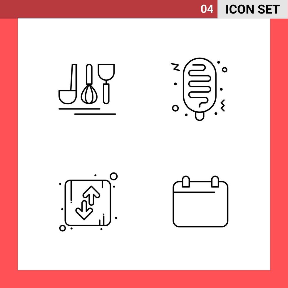 4 Icon Pack Line Style Outline Symbols on White Background Simple Signs for general designing Creative Black Icon vector background