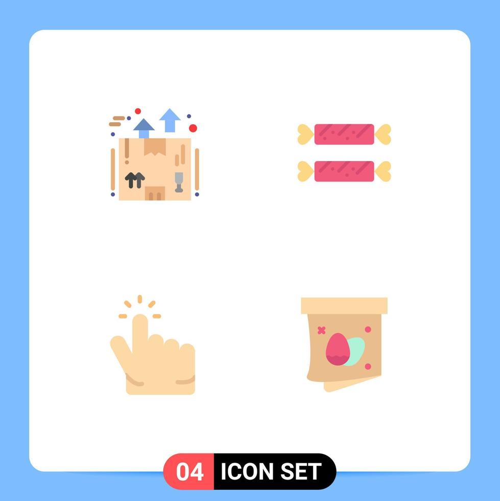 Modern Set of 4 Flat Icons and symbols such as box click package candy hand Editable Vector Design Elements