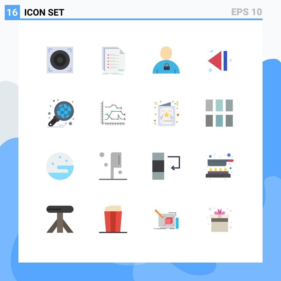 16 iconos creativos signos y símbolos modernos de negocios multimedia avatar final candado paquete editable de elementos de diseño de vectores creativos