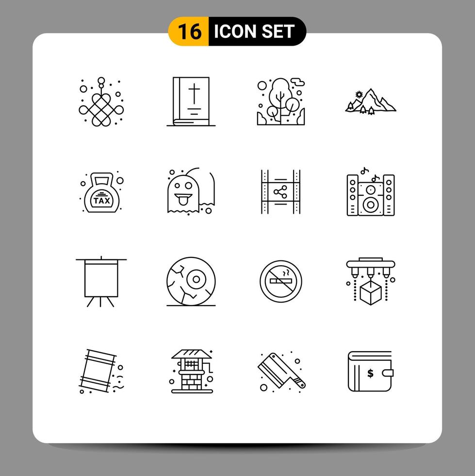 16 Outline concept for Websites Mobile and Apps duty tree plant nature landscape Editable Vector Design Elements