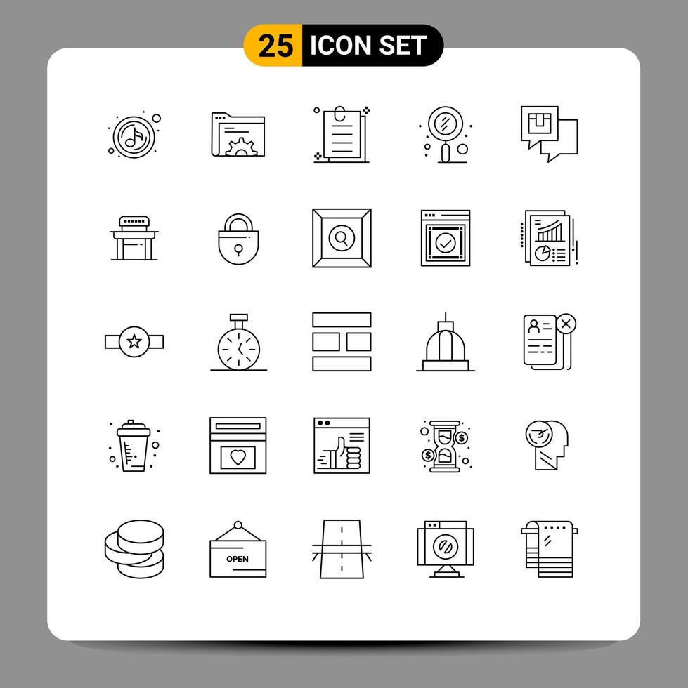 25 Universal Lines Set for Web and Mobile Applications delivery zoom contract seo scan Editable Vector Design Elements