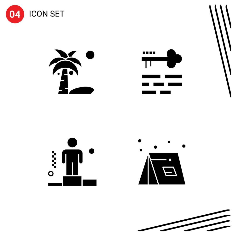 4 User Interface Solid Glyph Pack of modern Signs and Symbols of beach competitive summer layout explanation Editable Vector Design Elements