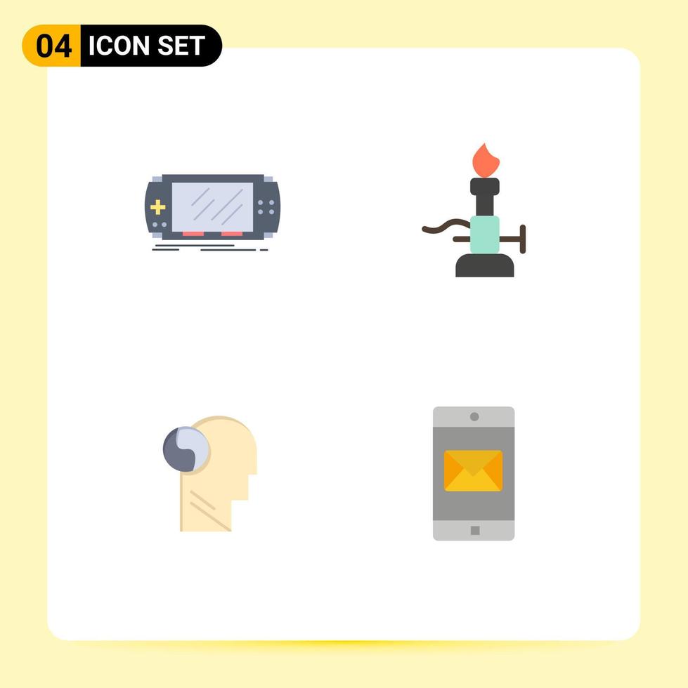 4 User Interface Flat Icon Pack of modern Signs and Symbols of console torch gaming lab brian Editable Vector Design Elements