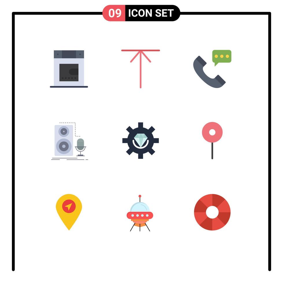 Stock Vector Icon Pack of 9 Line Signs and Symbols for develop sound contact record mic Editable Vector Design Elements