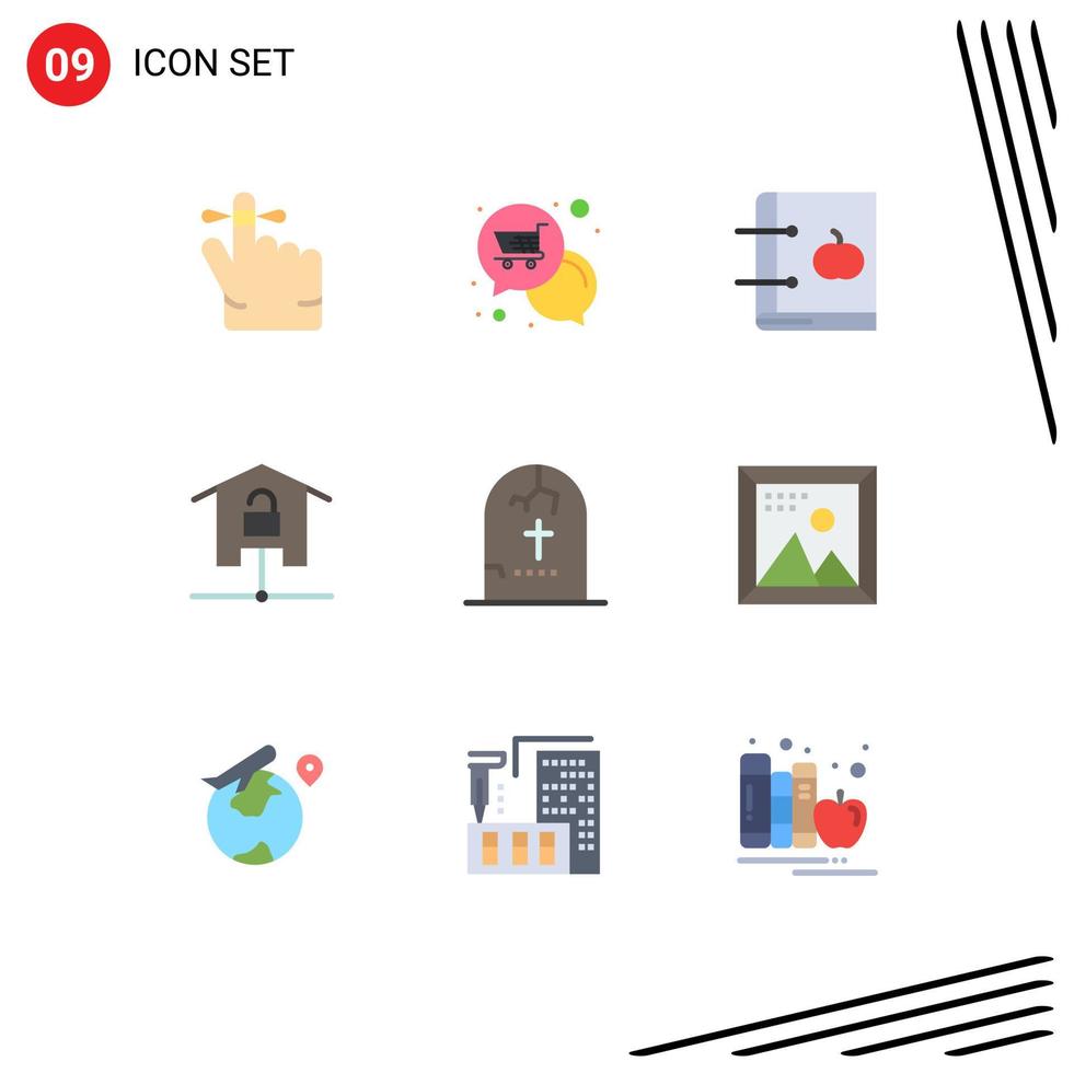 Universal Icon Symbols Group of 9 Modern Flat Colors of technology kit apple home learning Editable Vector Design Elements