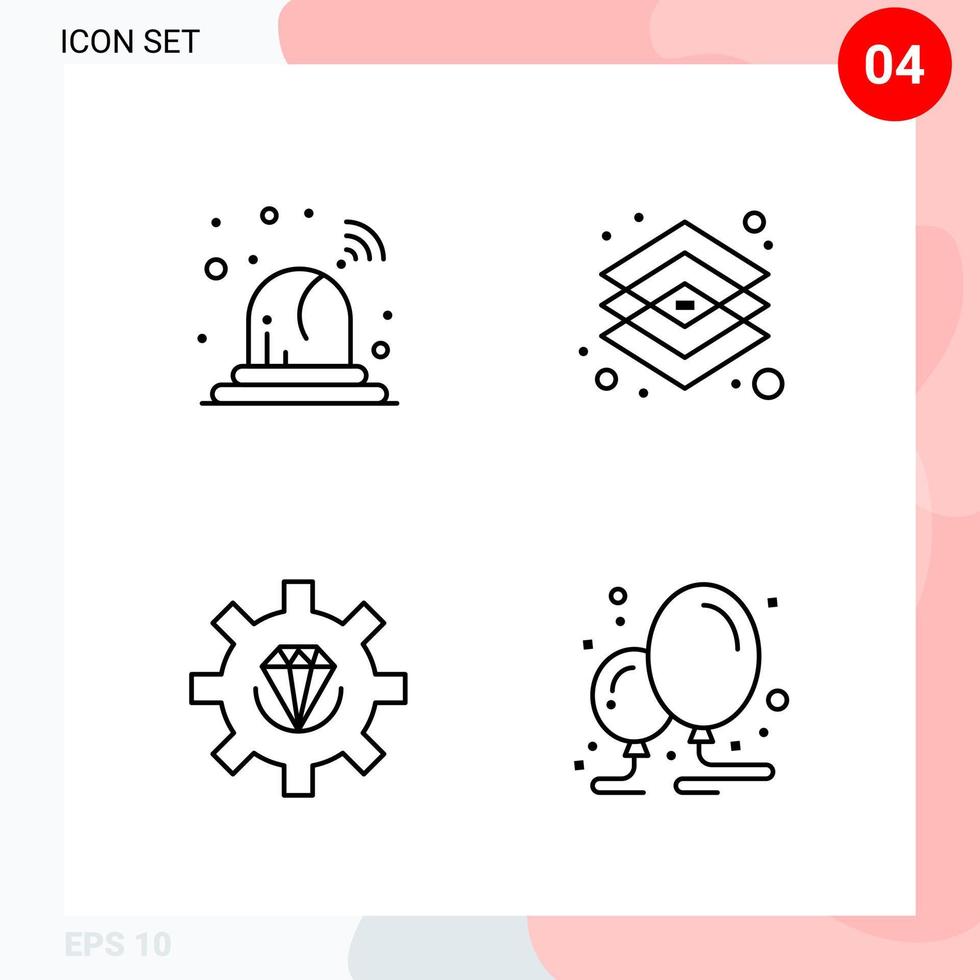 Vector Pack of 4 Icons in Line Style Creative Outline Pack isolated on White Background for Web and Mobile Creative Black Icon vector background