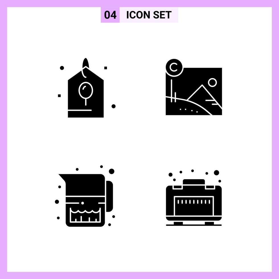 4 Icons in Solid Style Glyph Symbols on White Background Creative Vector Signs for Web mobile and Print Creative Black Icon vector background