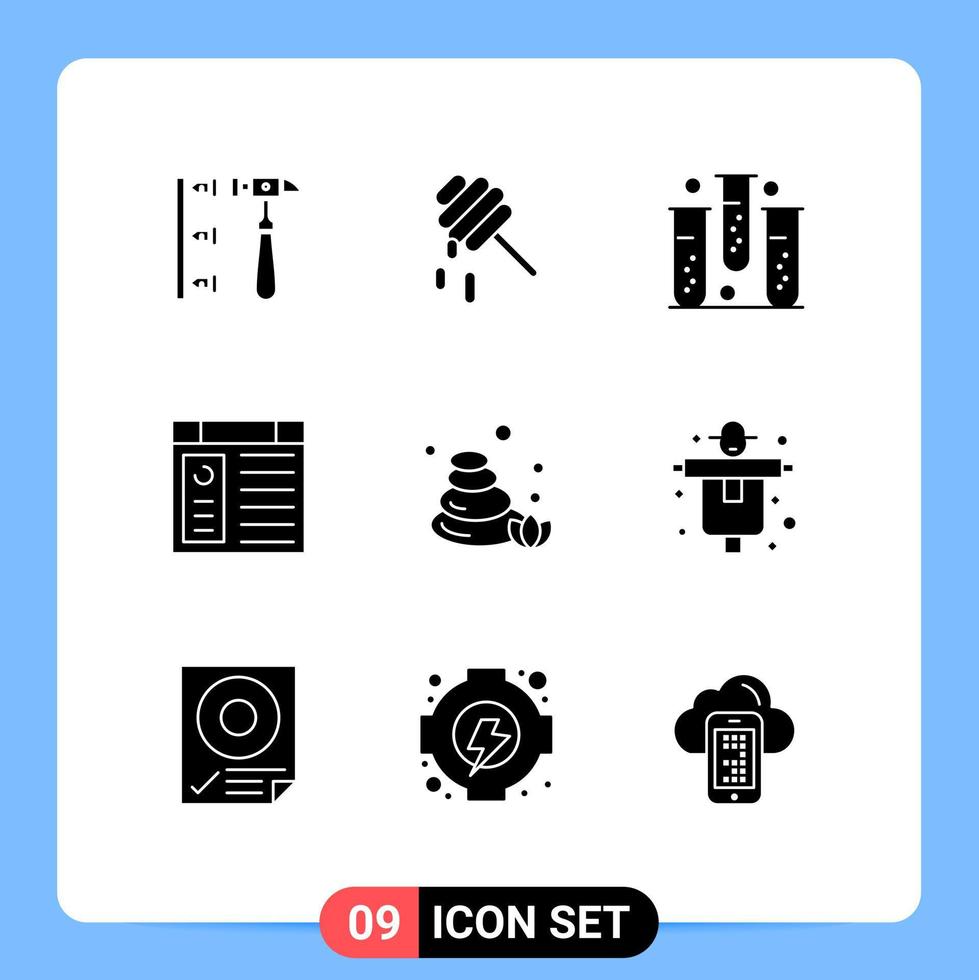 Pictogram Set of 9 Simple Solid Glyphs of sauna website disease page app Editable Vector Design Elements