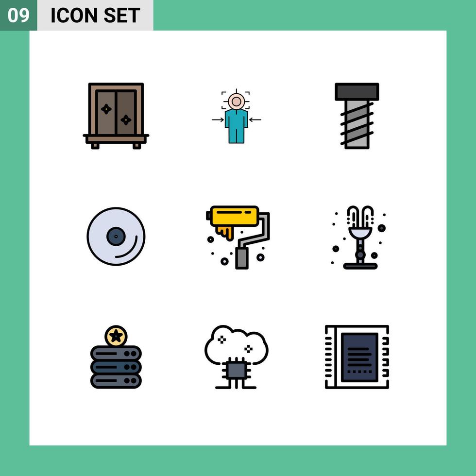 Set of 9 Modern UI Icons Symbols Signs for paint art goal video cd Editable Vector Design Elements