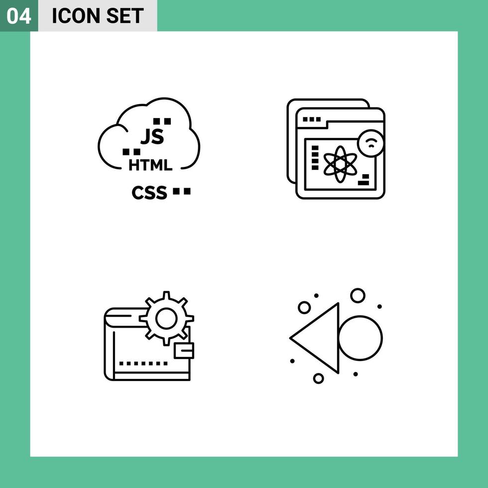 4 Universal Filledline Flat Colors Set for Web and Mobile Applications cloud education develop e wallet Editable Vector Design Elements