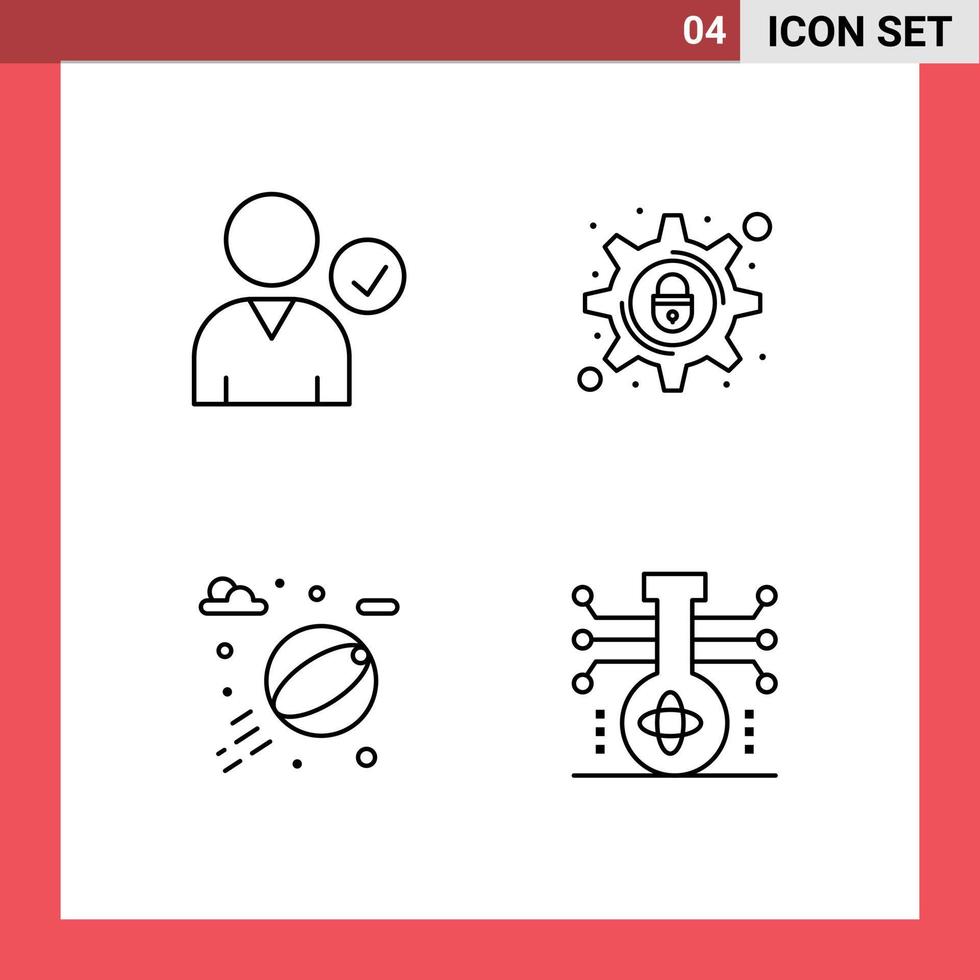 Set of 4 Commercial Filledline Flat Colors pack for check park cyber crime setting knowledge Editable Vector Design Elements