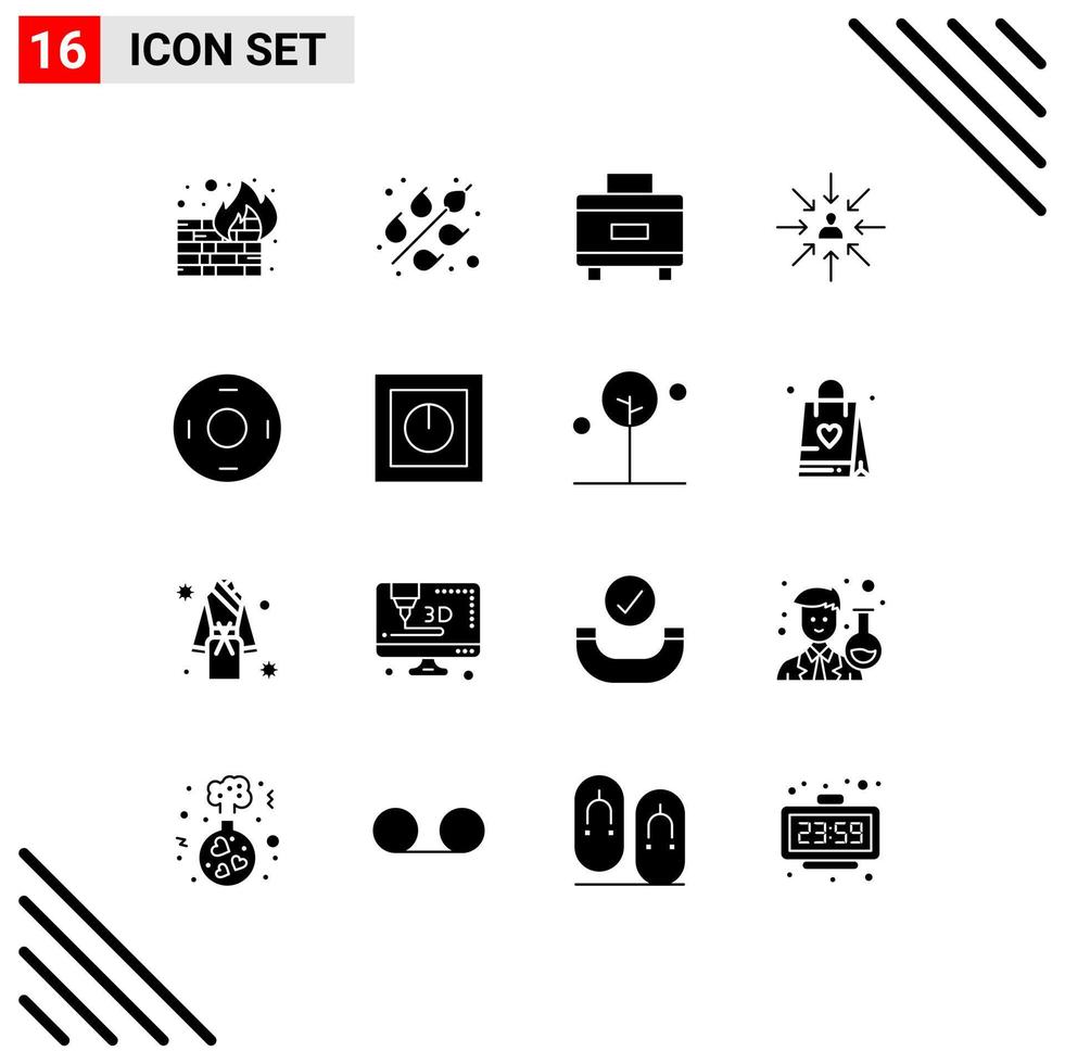 Group of 16 Solid Glyphs Signs and Symbols for symbolism cosmos suitcase selection choose Editable Vector Design Elements