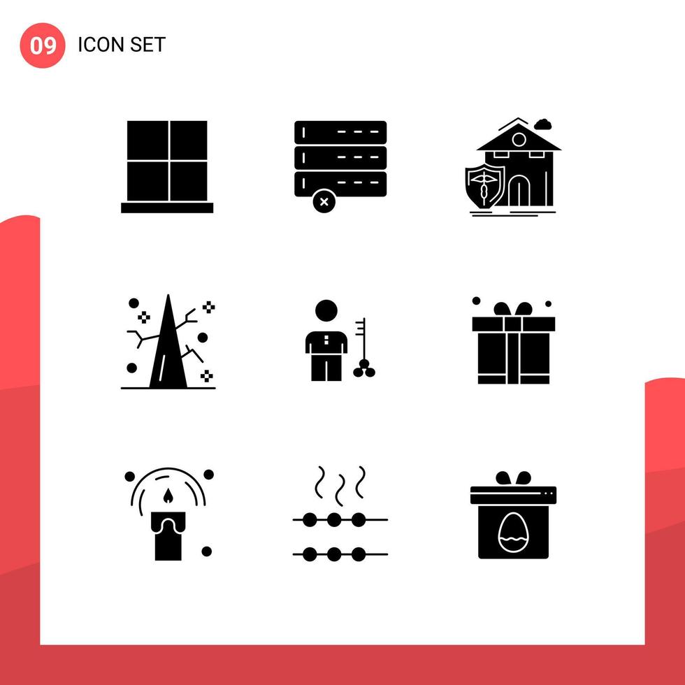 Universal Icon Symbols Group of 9 Modern Solid Glyphs of solution tree insurance thanksgiving protection Editable Vector Design Elements